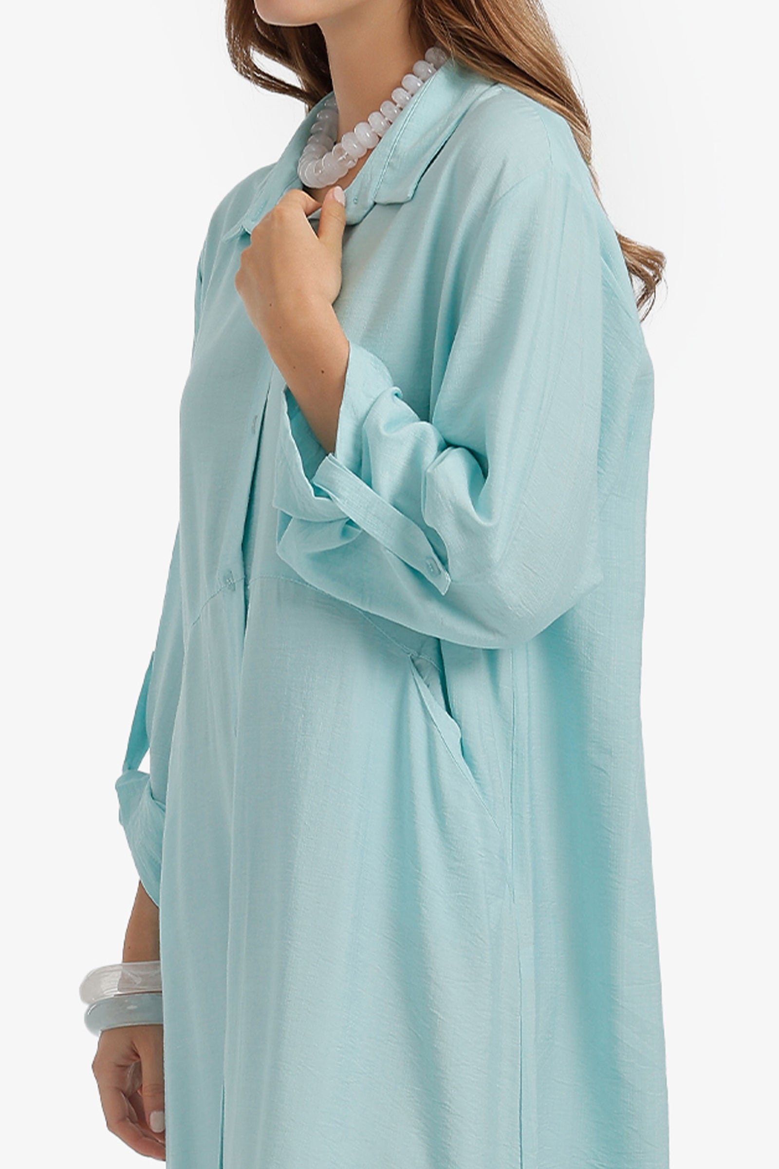 Tab Sleeve Shirt Dress