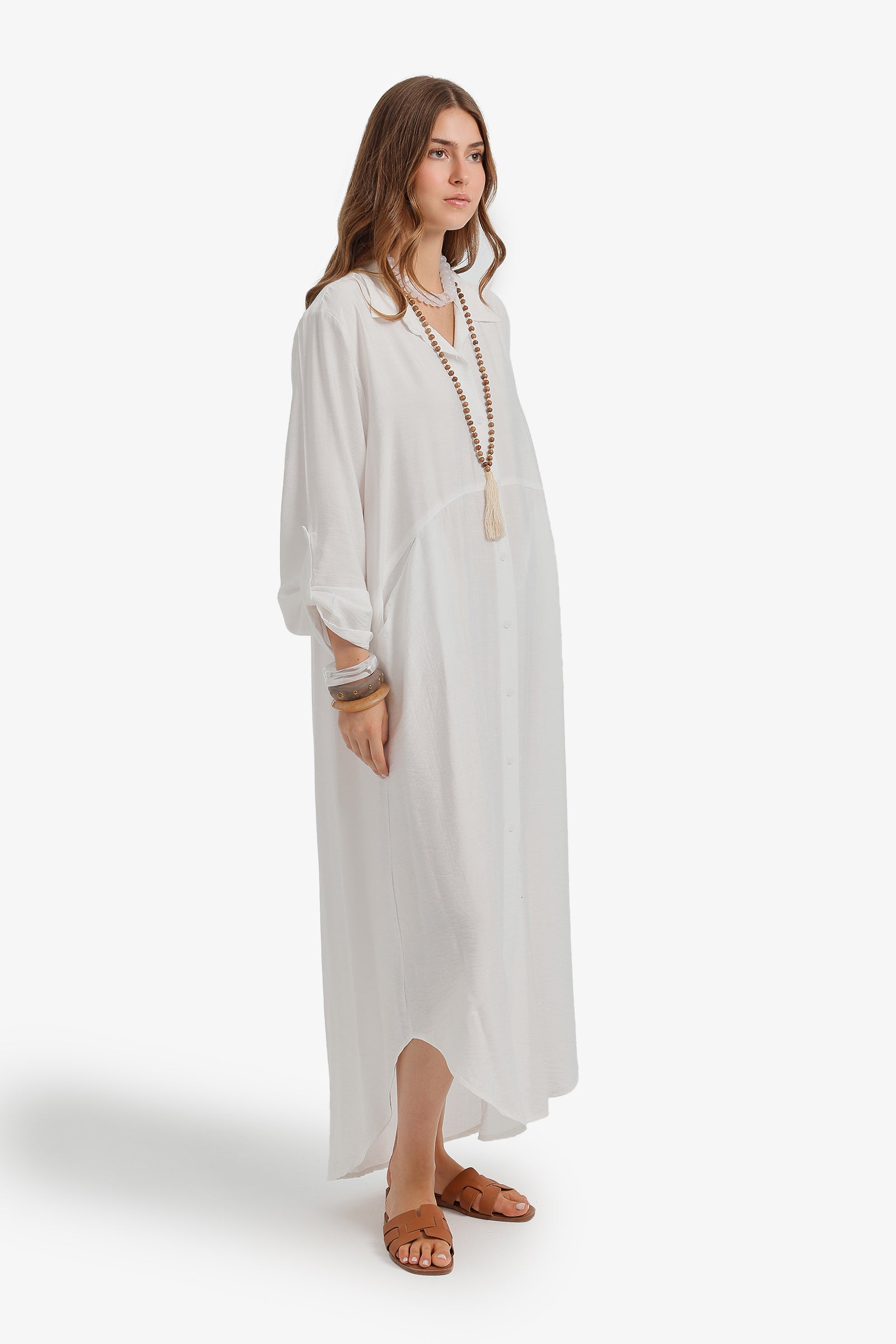 Tab Sleeve Shirt Dress