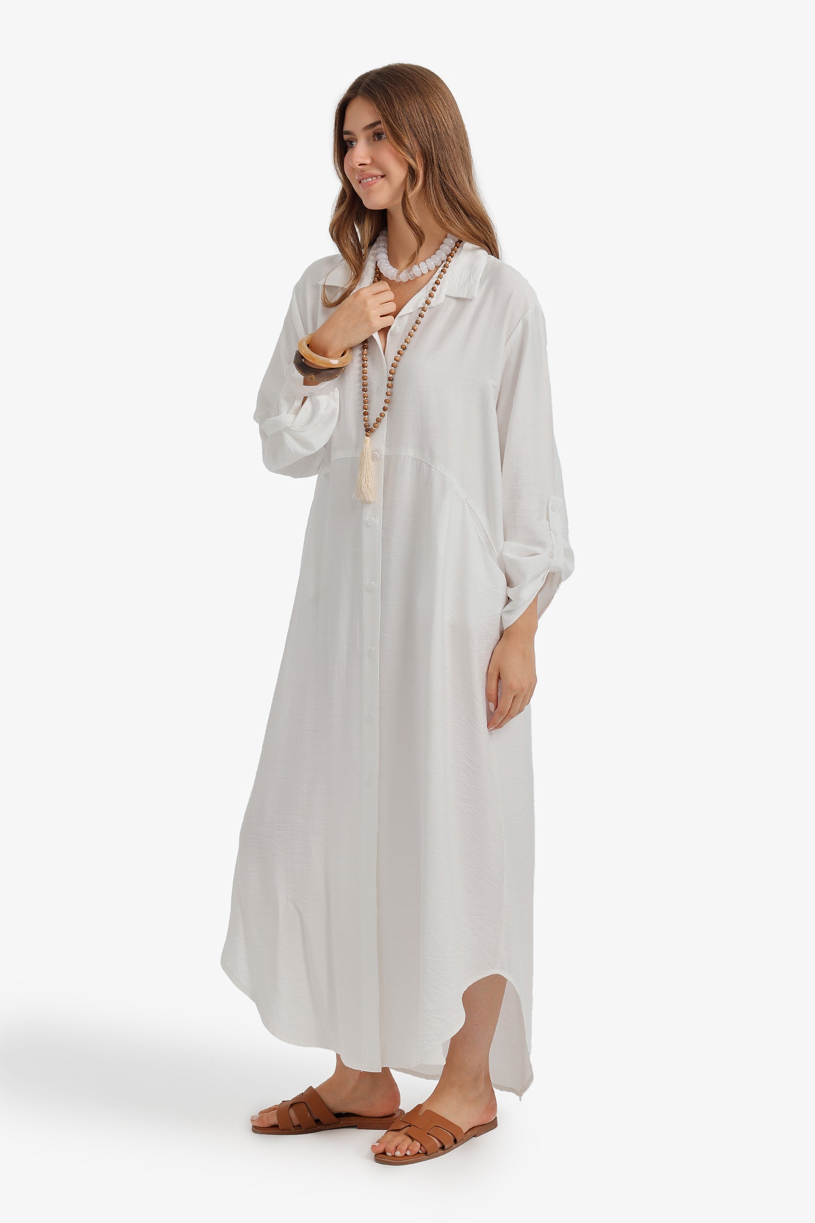 Tab Sleeve Shirt Dress