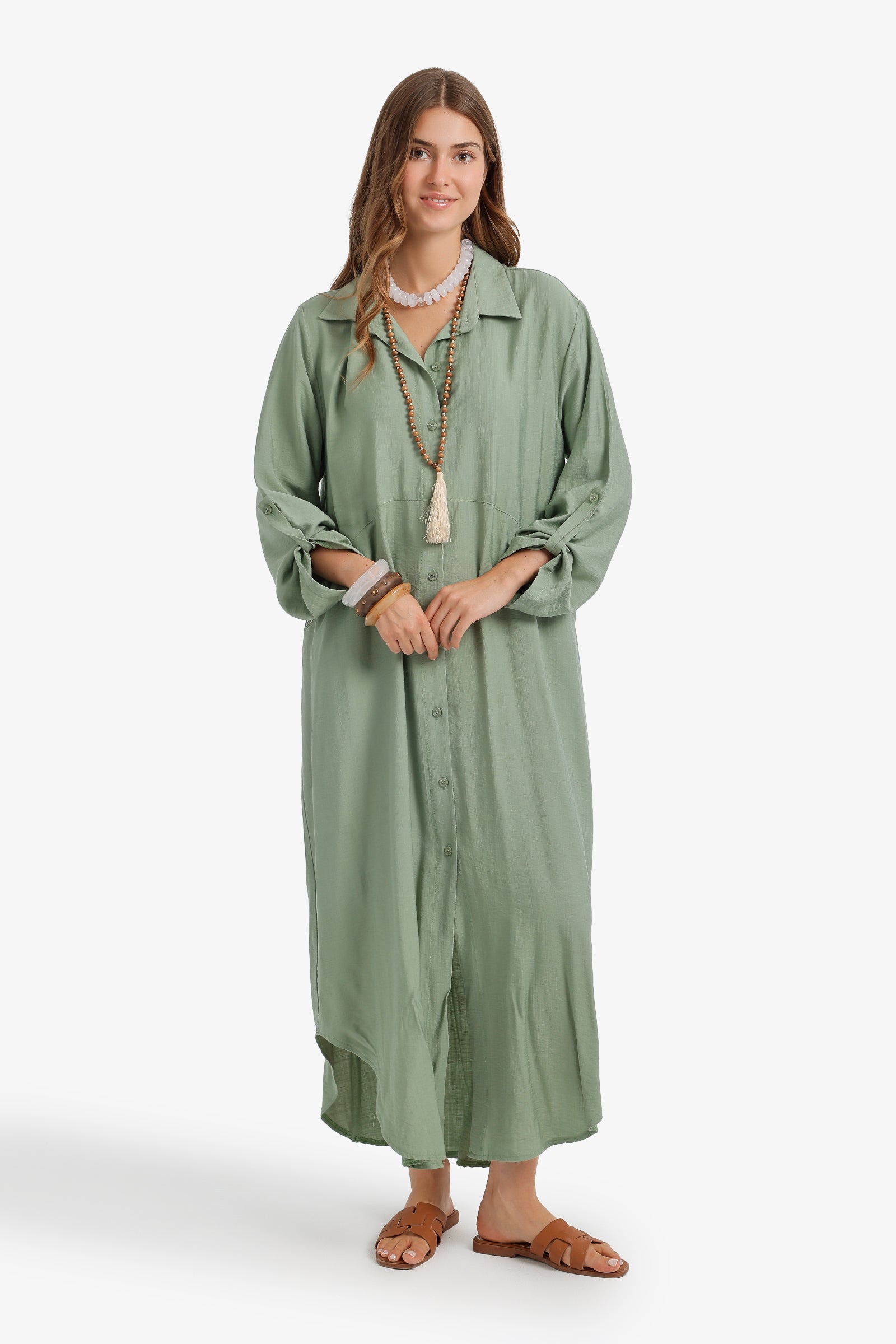Tab Sleeve Shirt Dress