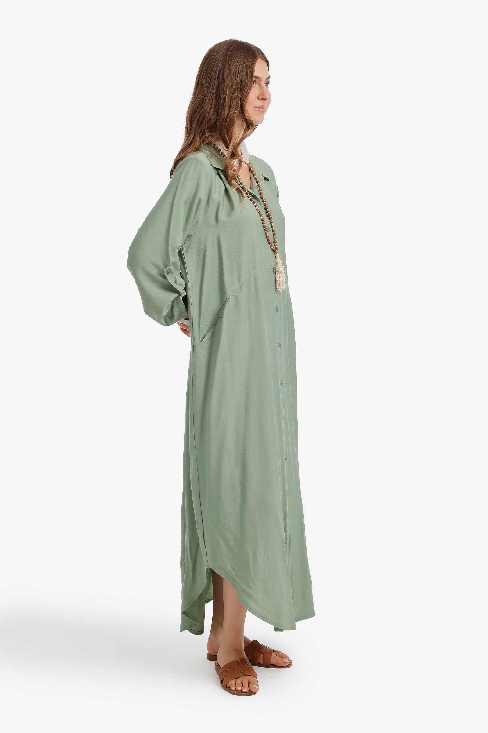 Tab Sleeve Shirt Dress