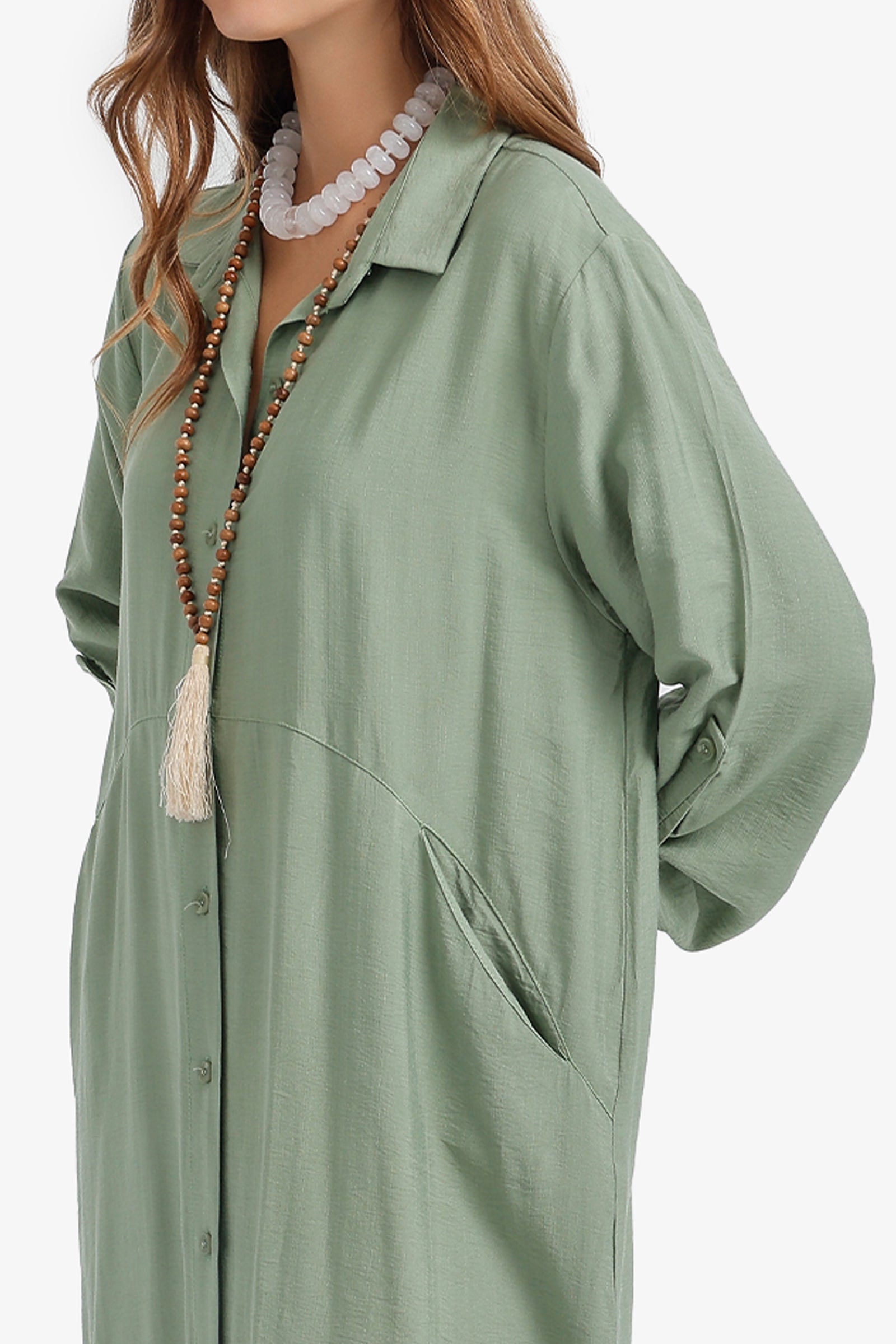 Tab Sleeve Shirt Dress