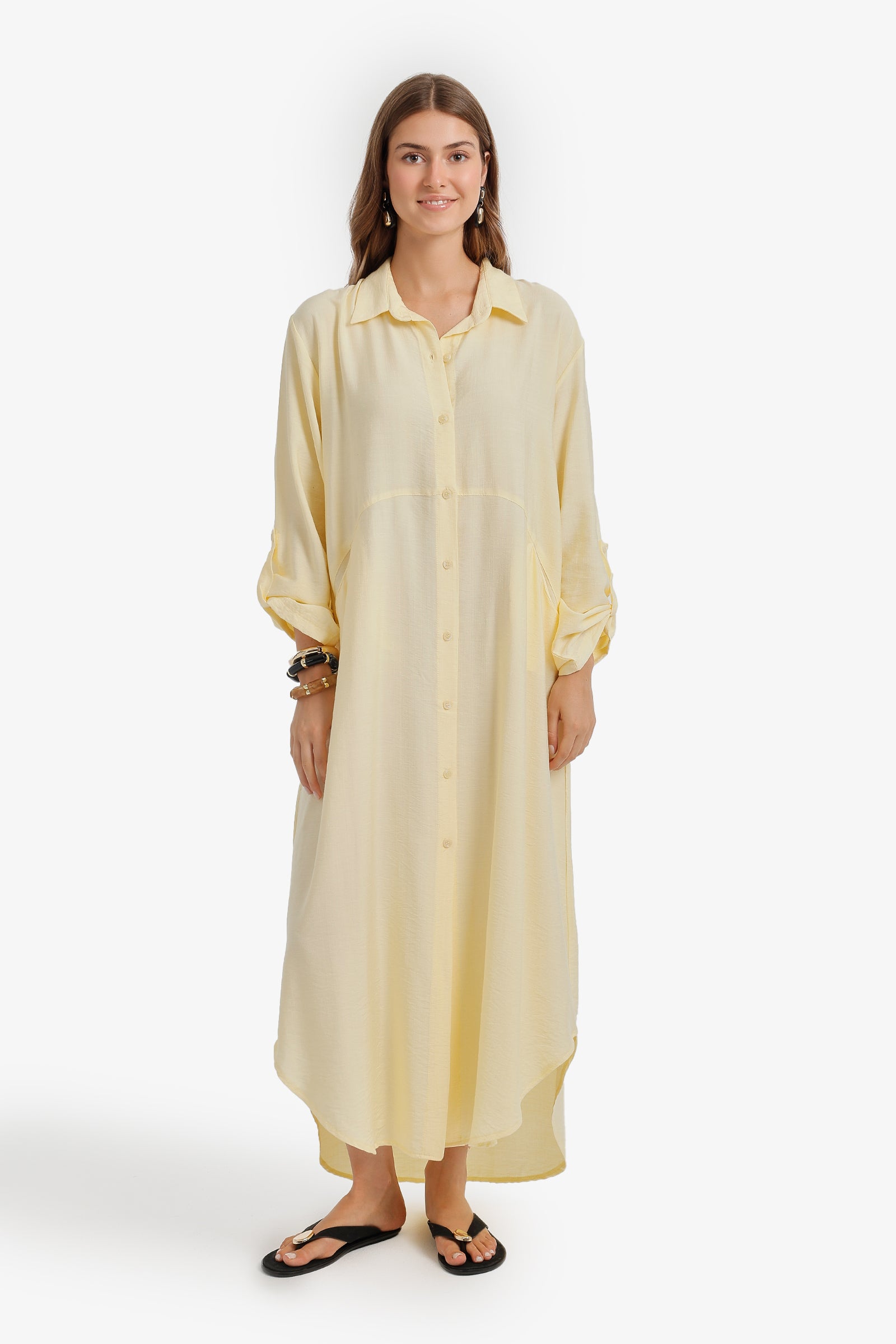 Tab Sleeve Shirt Dress