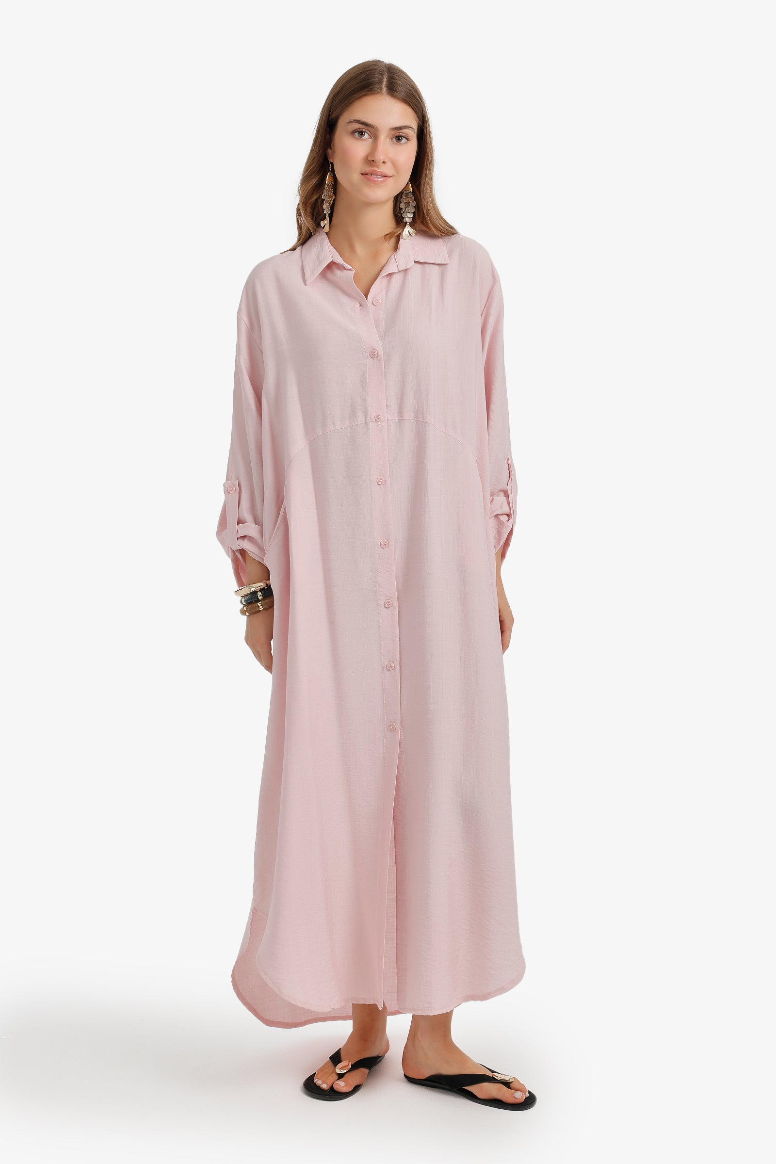 Tab Sleeve Shirt Dress