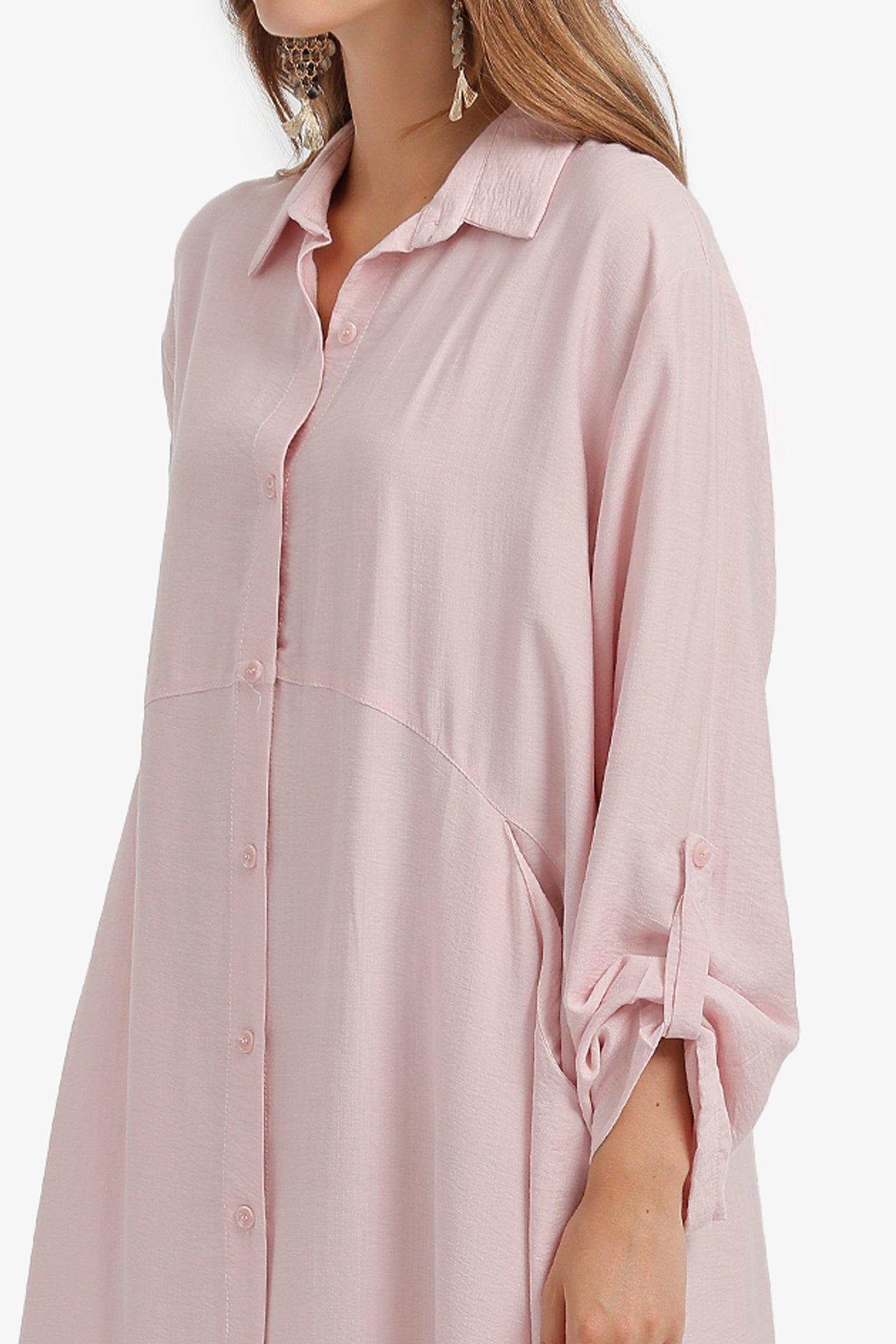 Tab Sleeve Shirt Dress