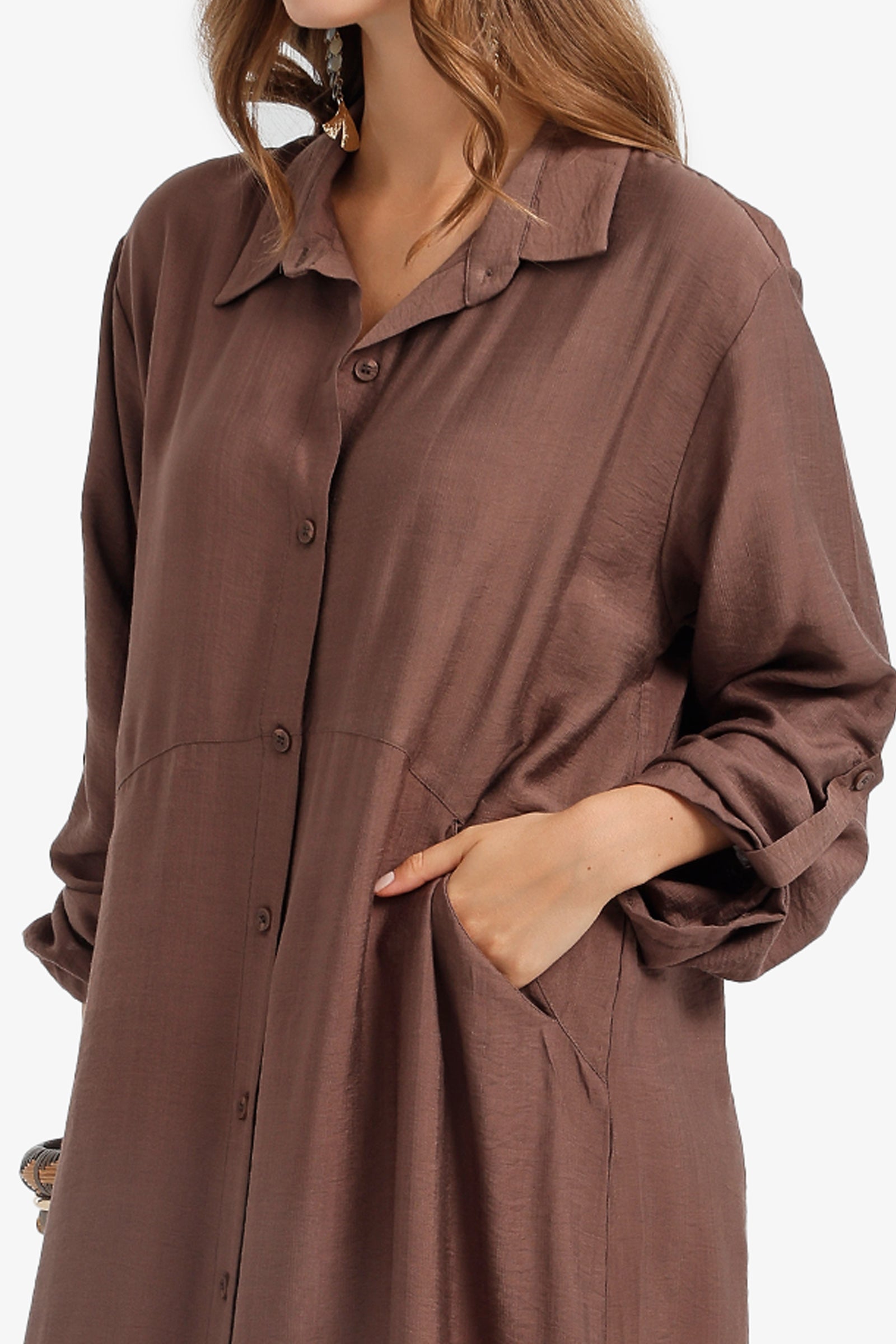 Tab Sleeve Shirt Dress