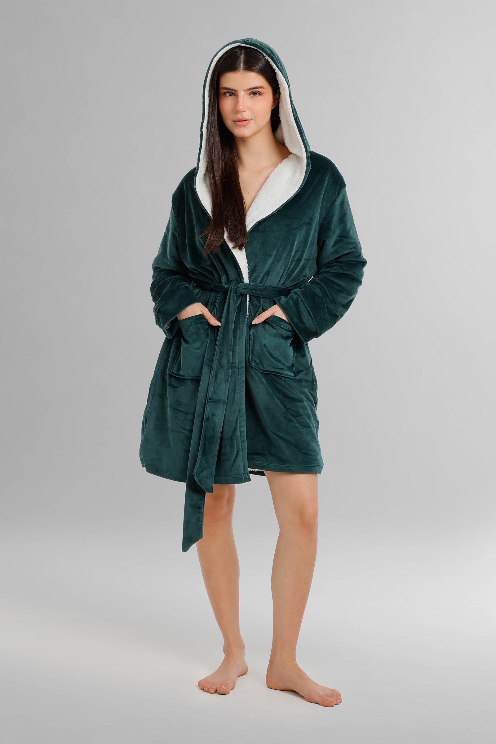 Hooded Plush Velvet Robe