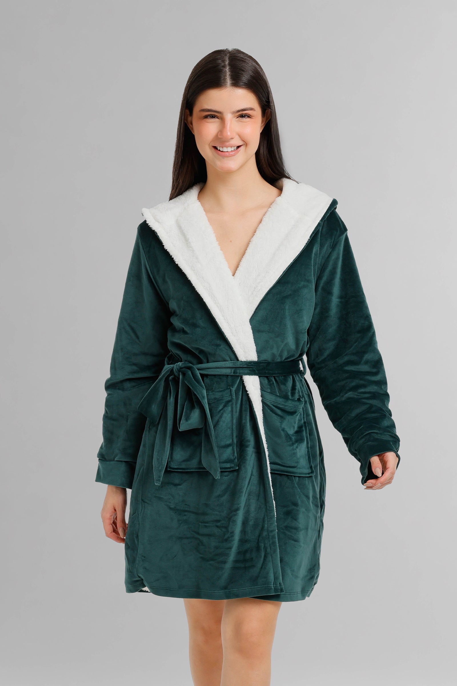 Hooded Plush Velvet Robe
