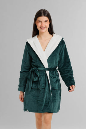 Hooded Plush Velvet Robe