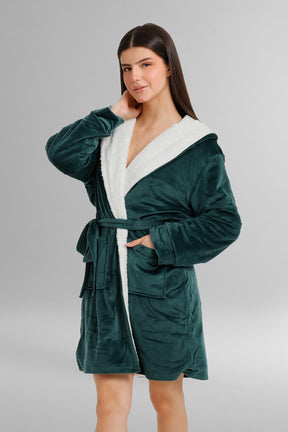 Hooded Plush Velvet Robe