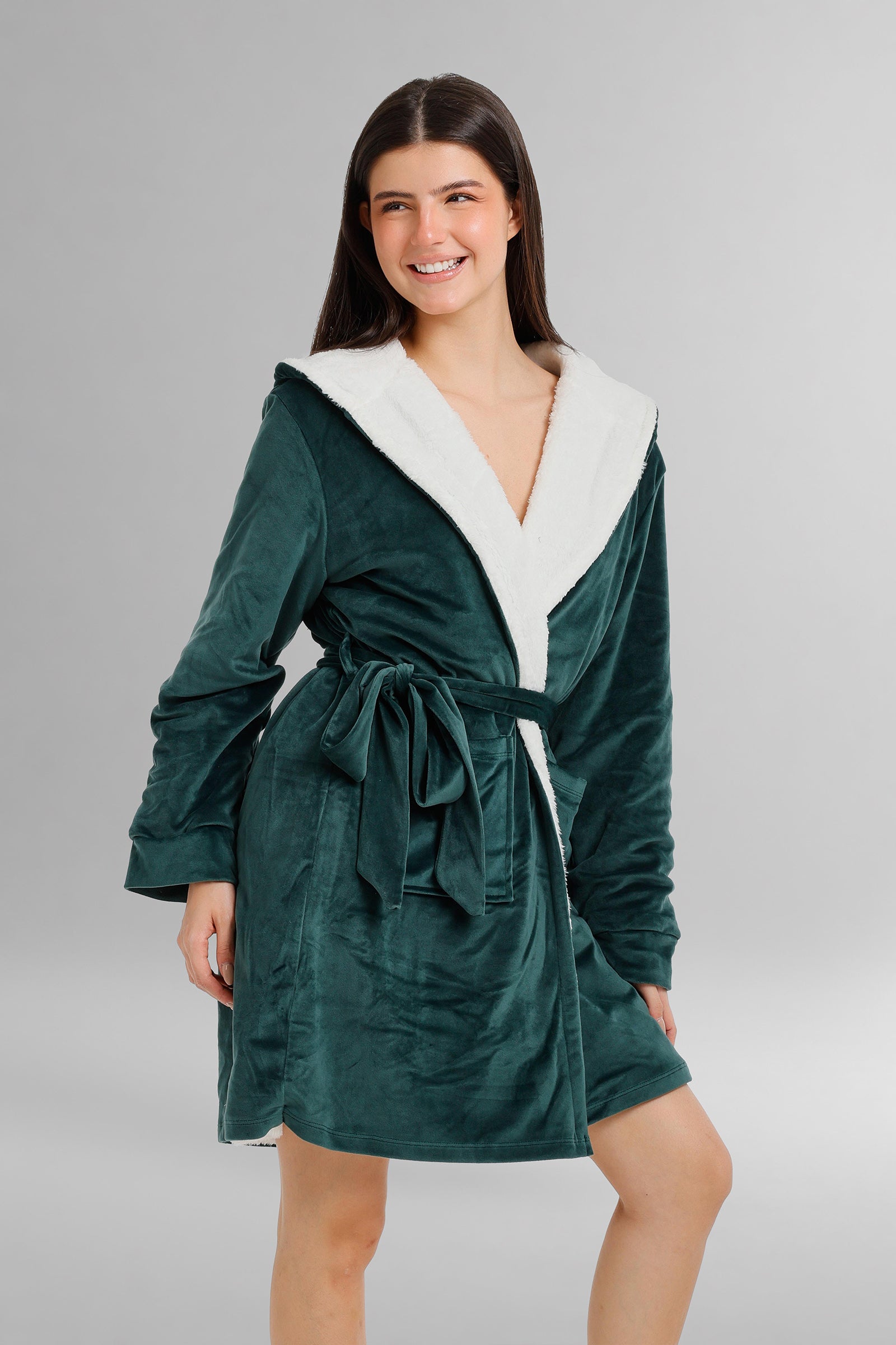 Hooded Plush Velvet Robe