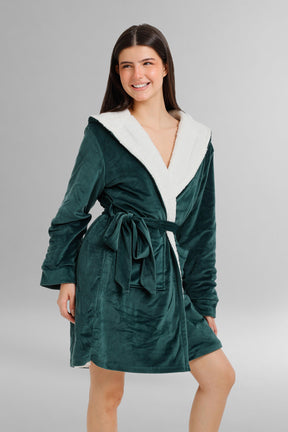Hooded Plush Velvet Robe