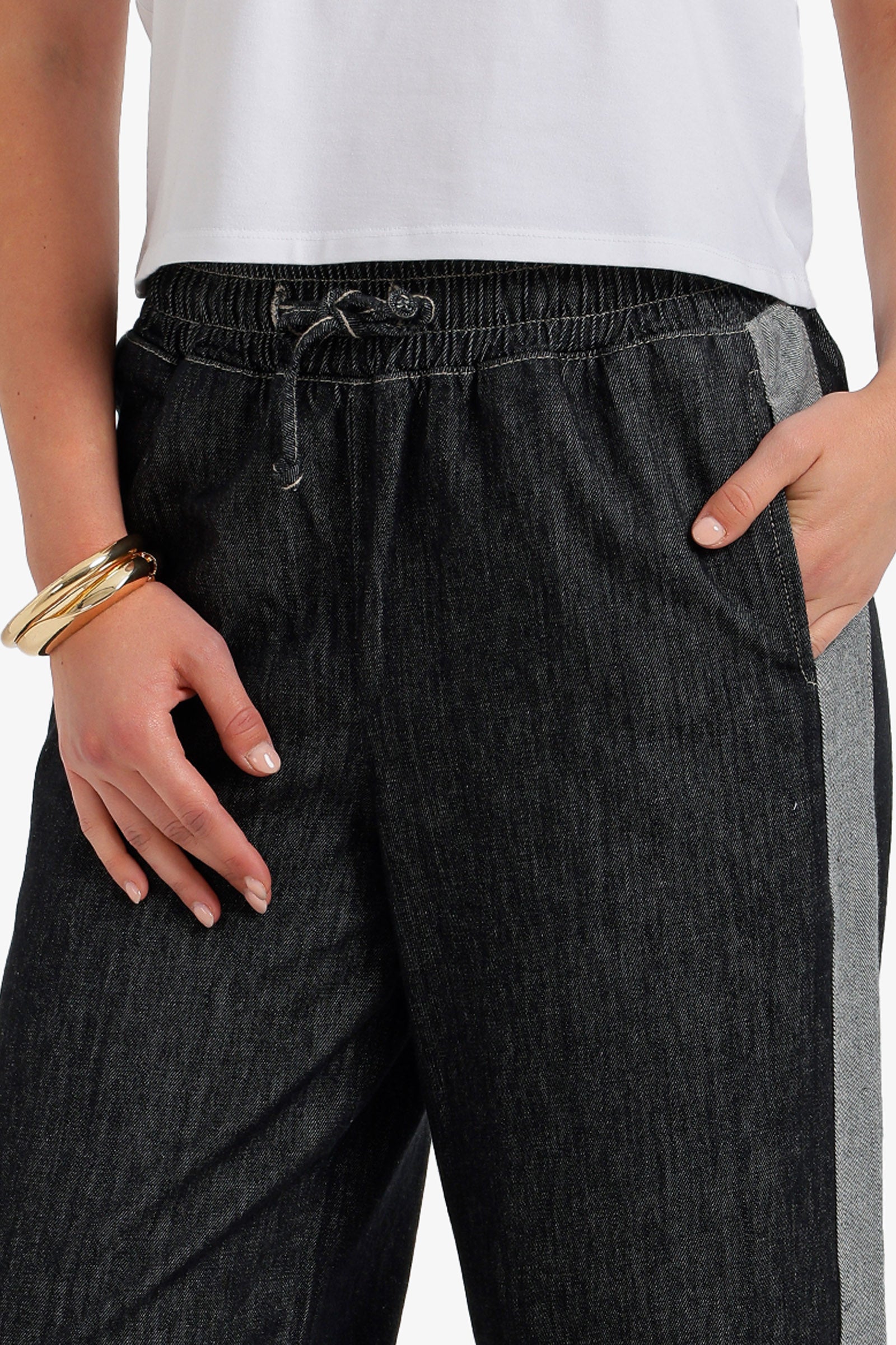 Two-Tone Denim Pants