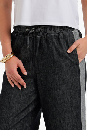Two-Tone Denim Pants