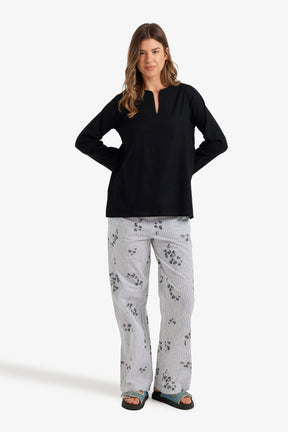 Striped Floral Print Pants