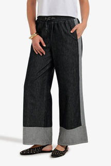 Two-Tone Denim Pants