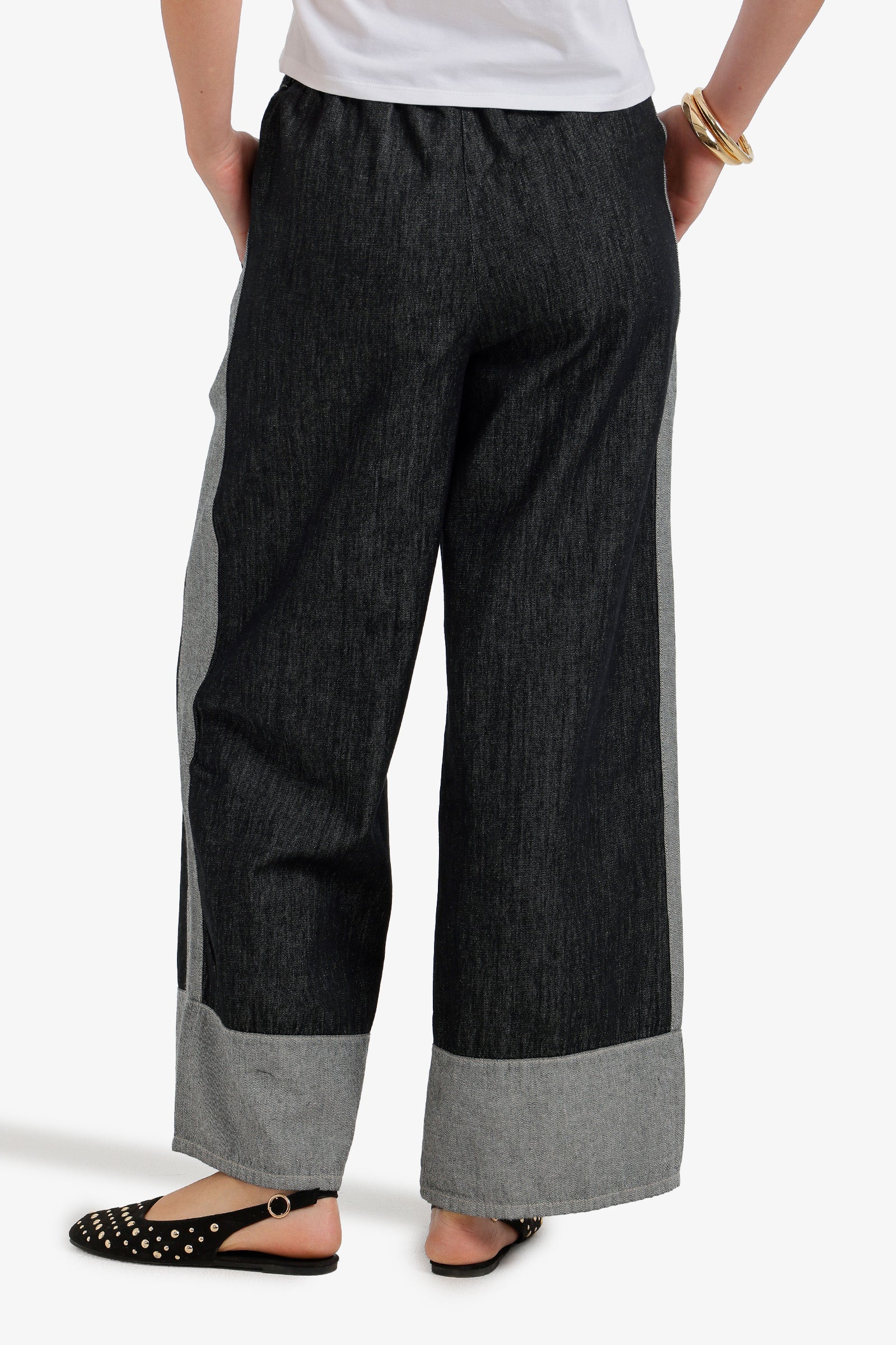 Two-Tone Denim Pants