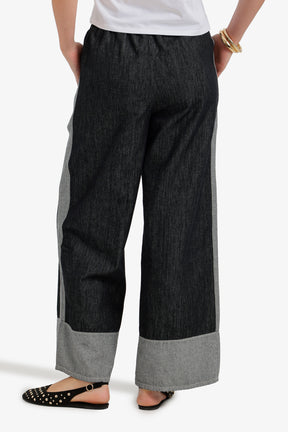 Two-Tone Denim Pants