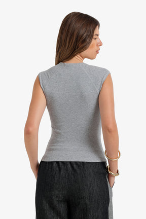 V-Neck Ribbed Top