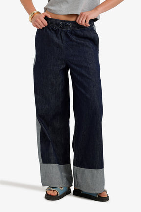 Two-Tone Denim Pants