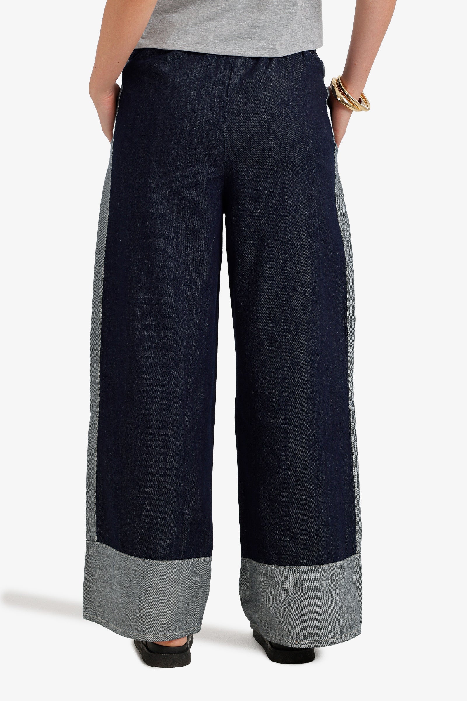 Two-Tone Denim Pants