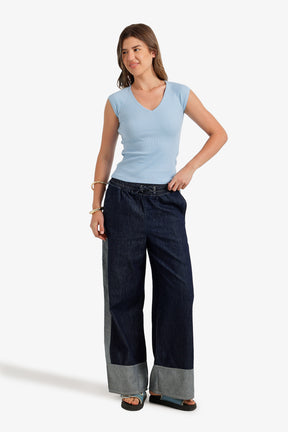 V-Neck Ribbed Top