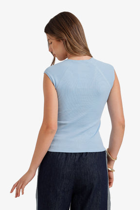 V-Neck Ribbed Top