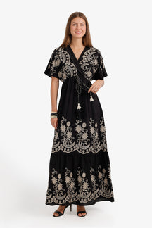 Wrap-Style Bodice Dress