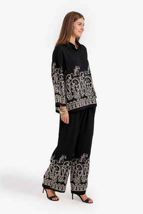 Embroidered Wide-Leg Set