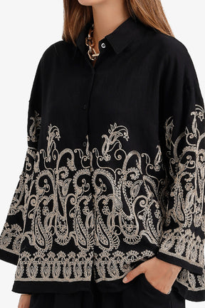 Embroidered Wide-Leg Set