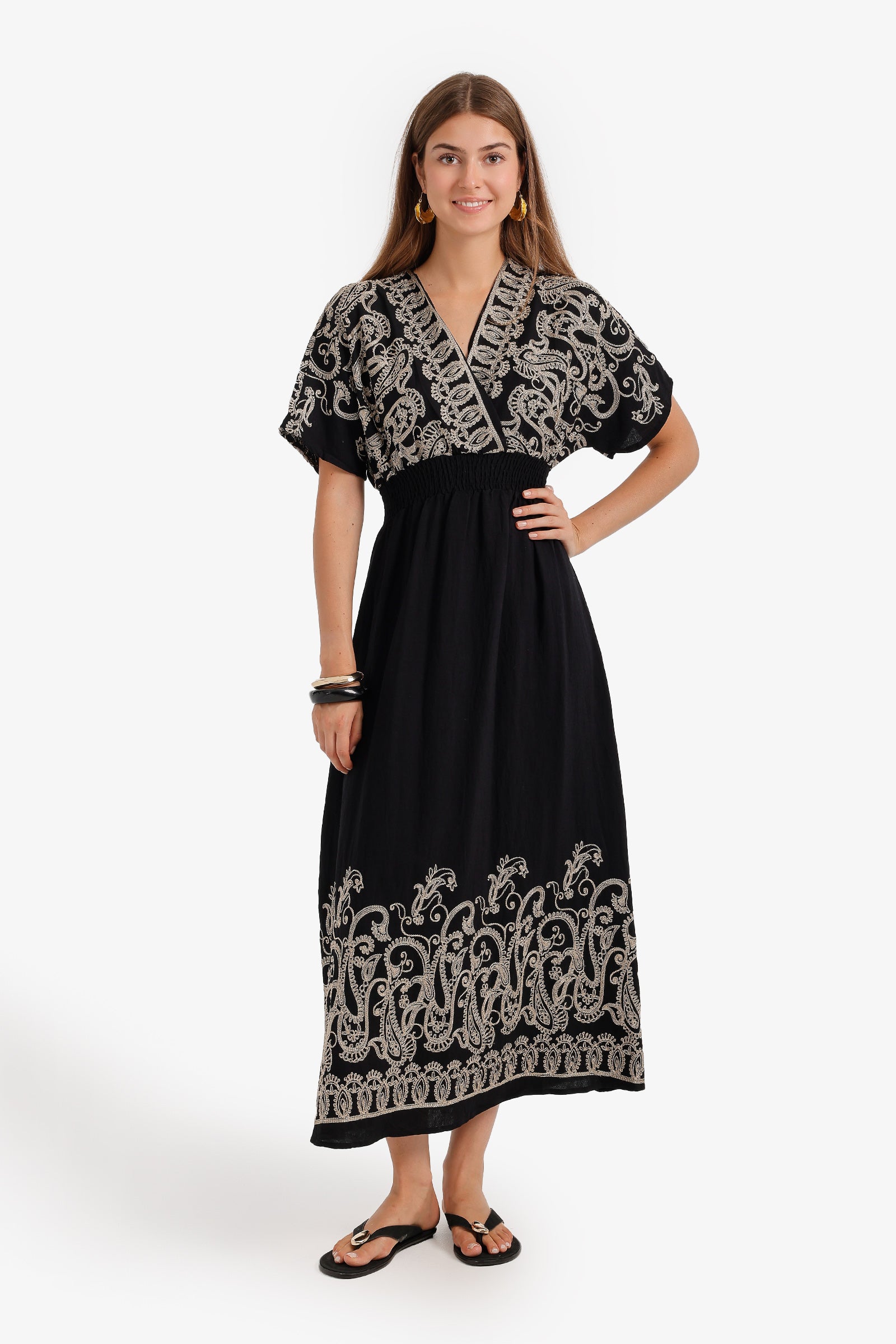 Embroidered Flowy Dress