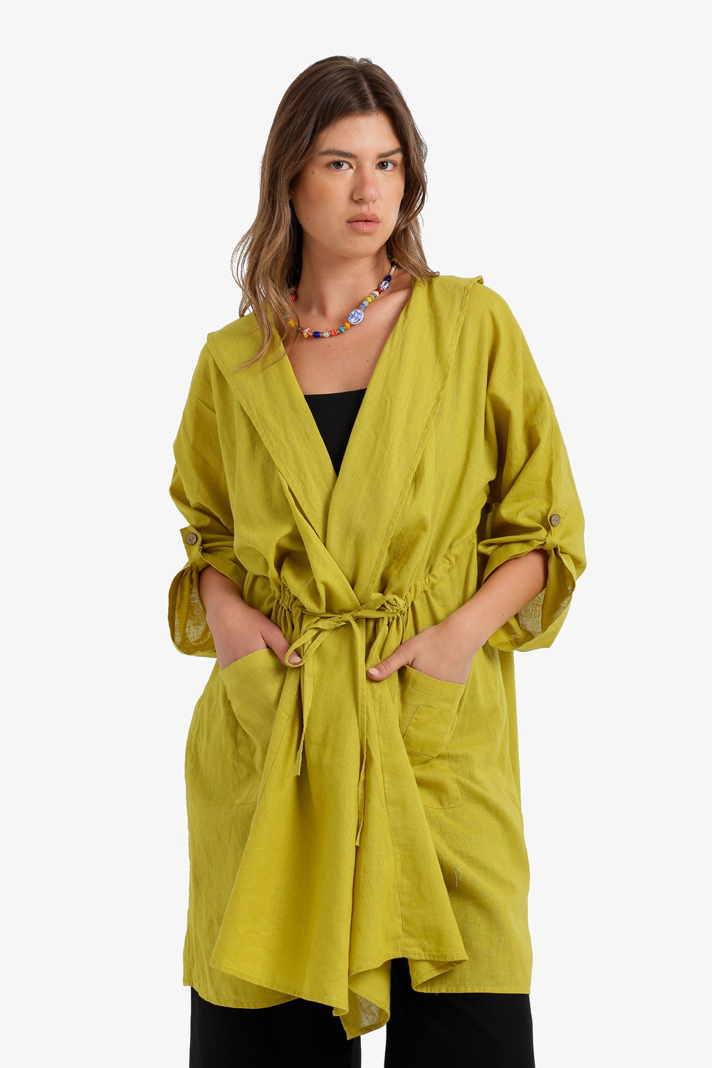Drawstring Waist Kimono