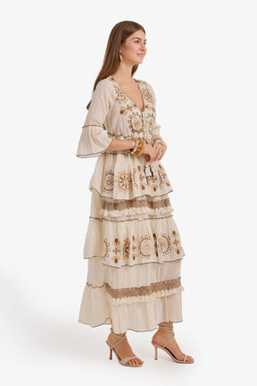 Embroidered Tiered Dress