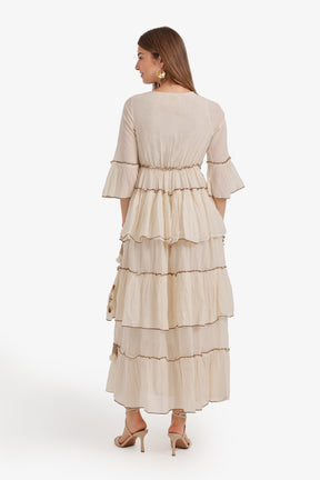 Embroidered Tiered Dress