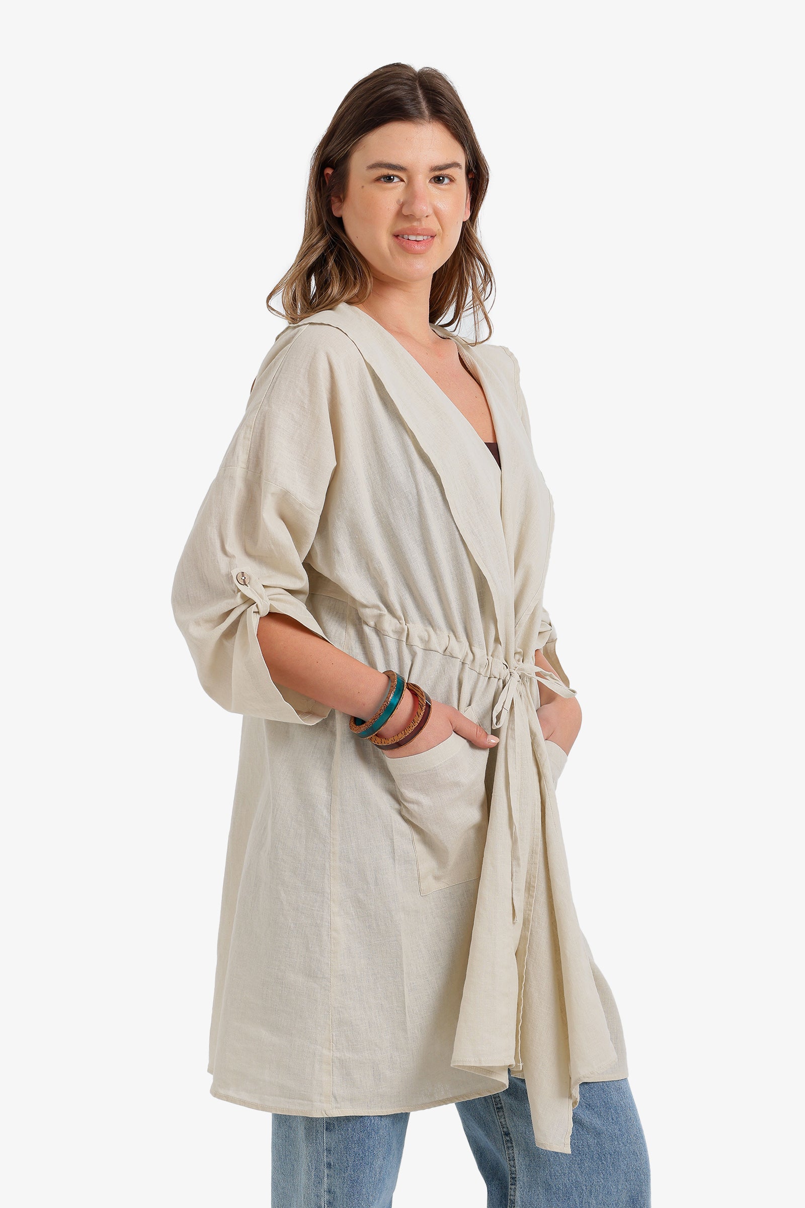 Drawstring Waist Kimono