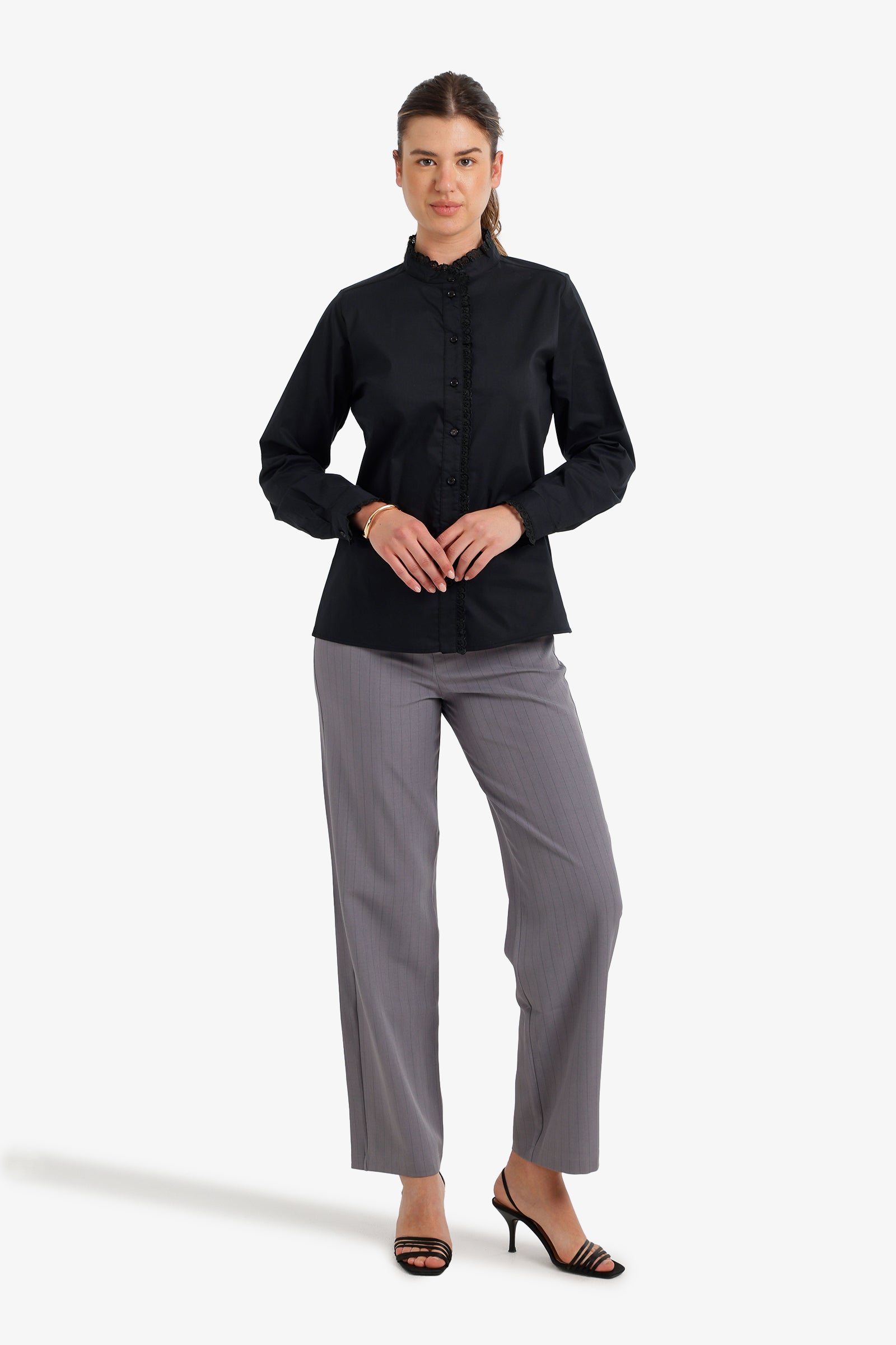Mandarin Lace Collar Shirt