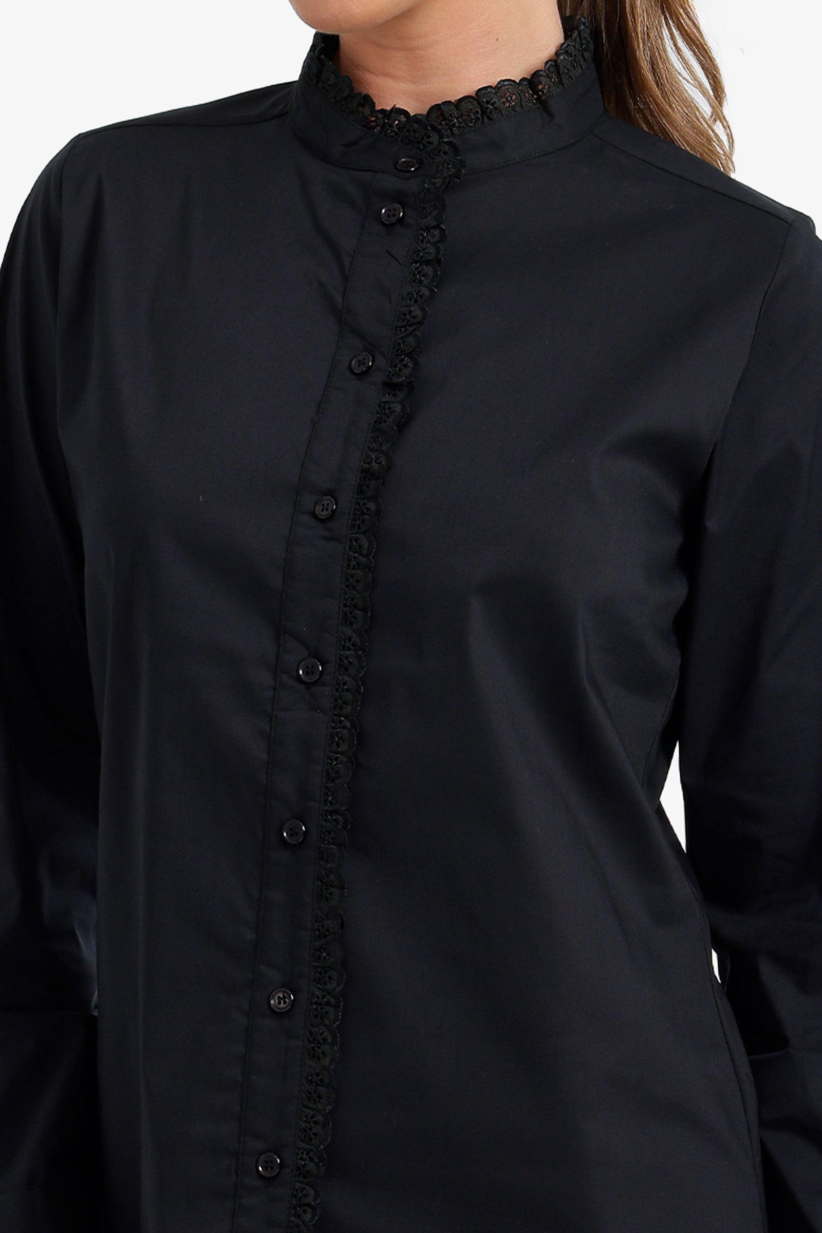 Mandarin Lace Collar Shirt
