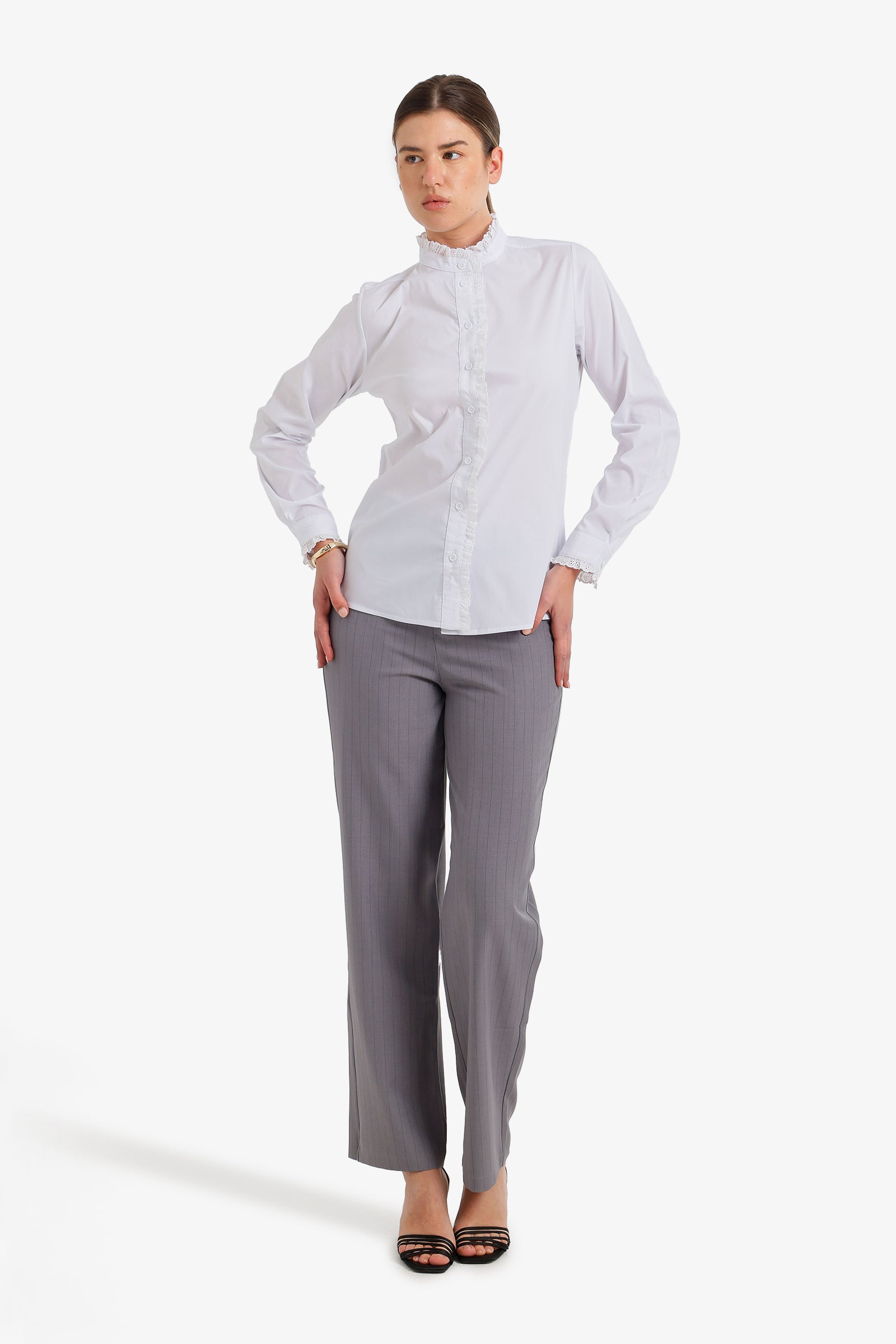 Mandarin Lace Collar Shirt