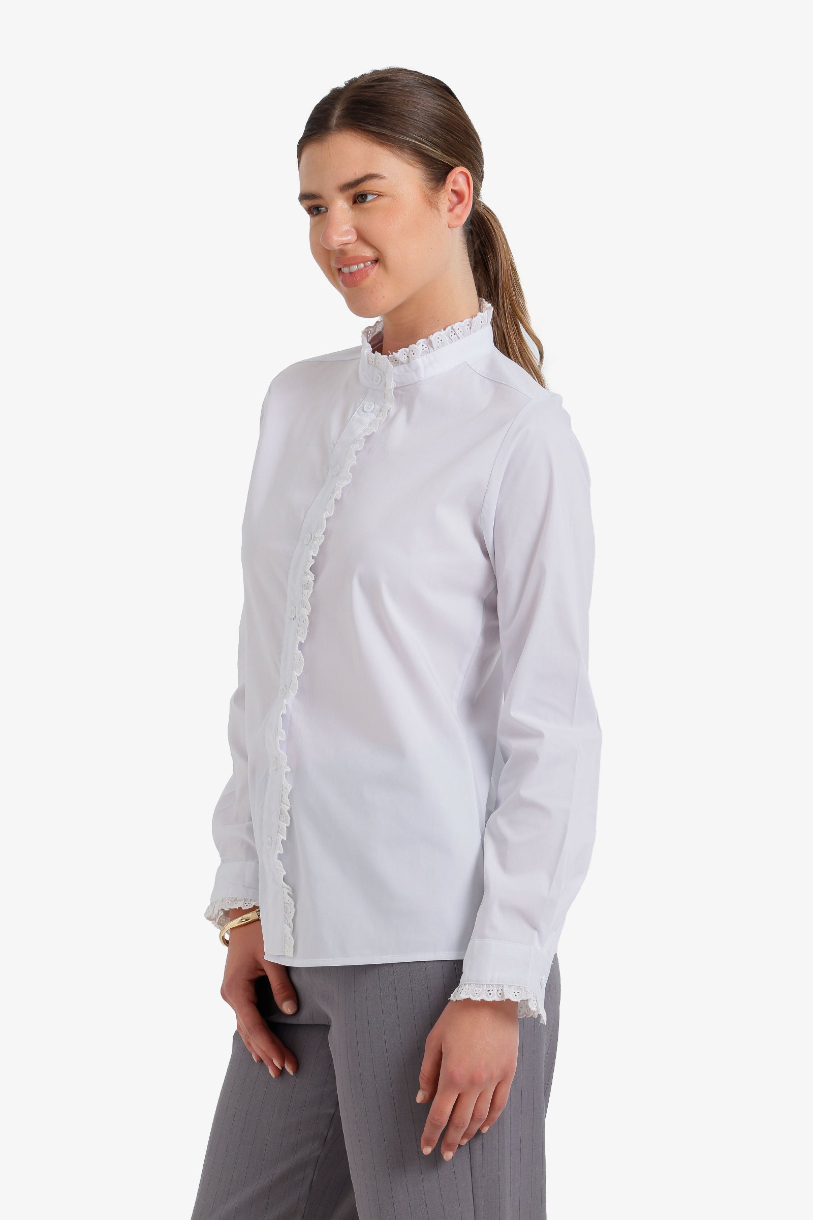 Mandarin Lace Collar Shirt | | Carina Wear – Carina