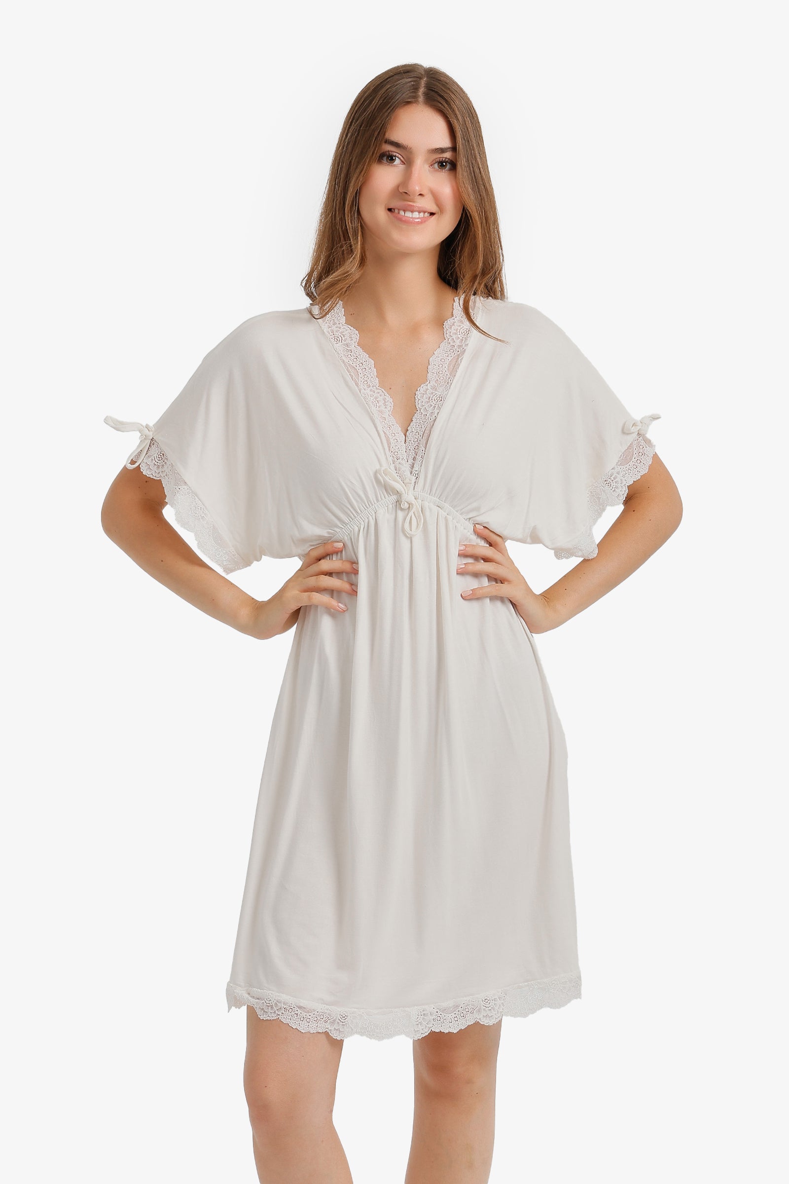 Lace-Trim Flutter Nightgown