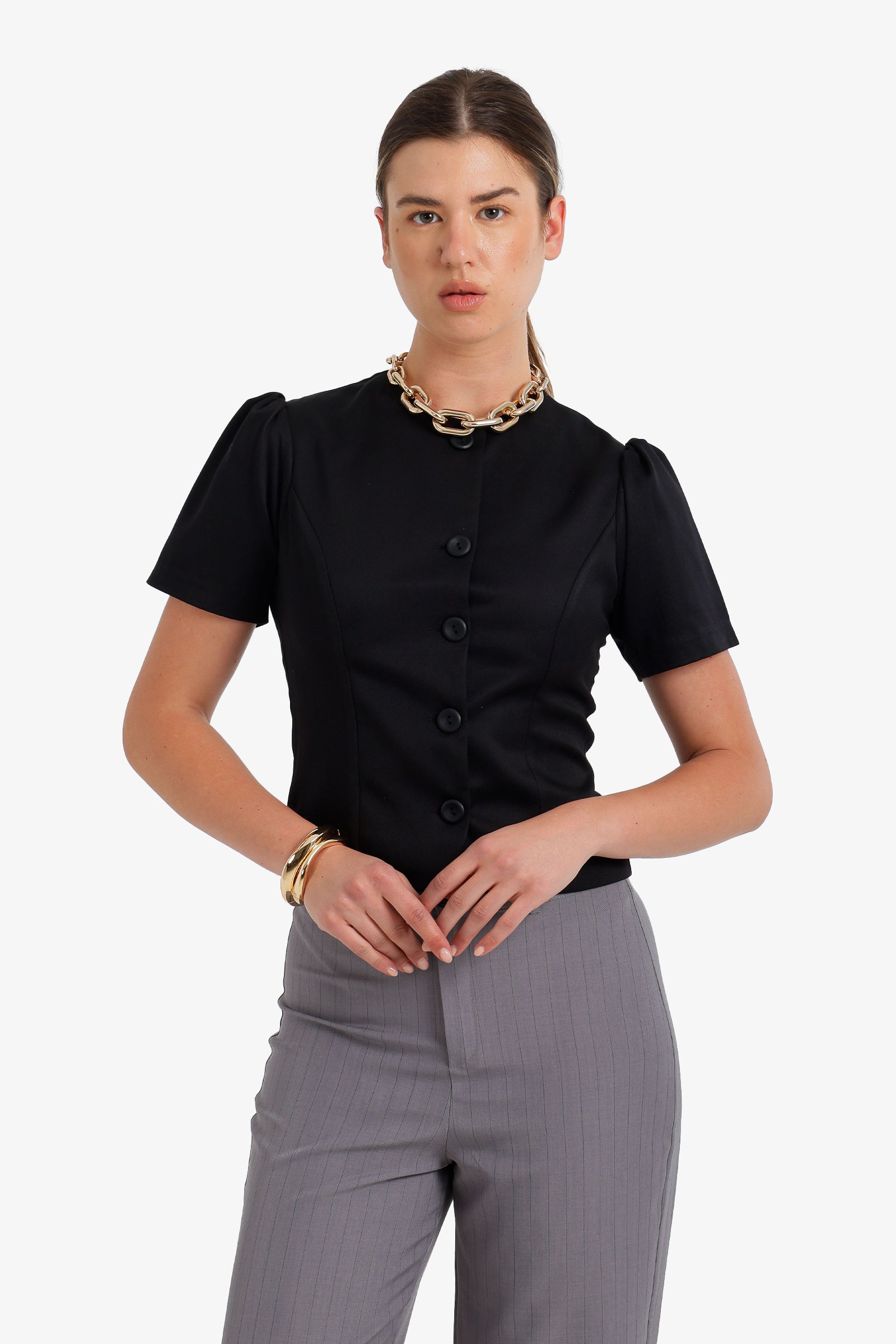 Button-Up Tailored Top