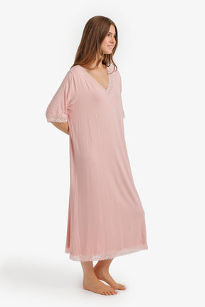 Lace Trim Midi Nightgown