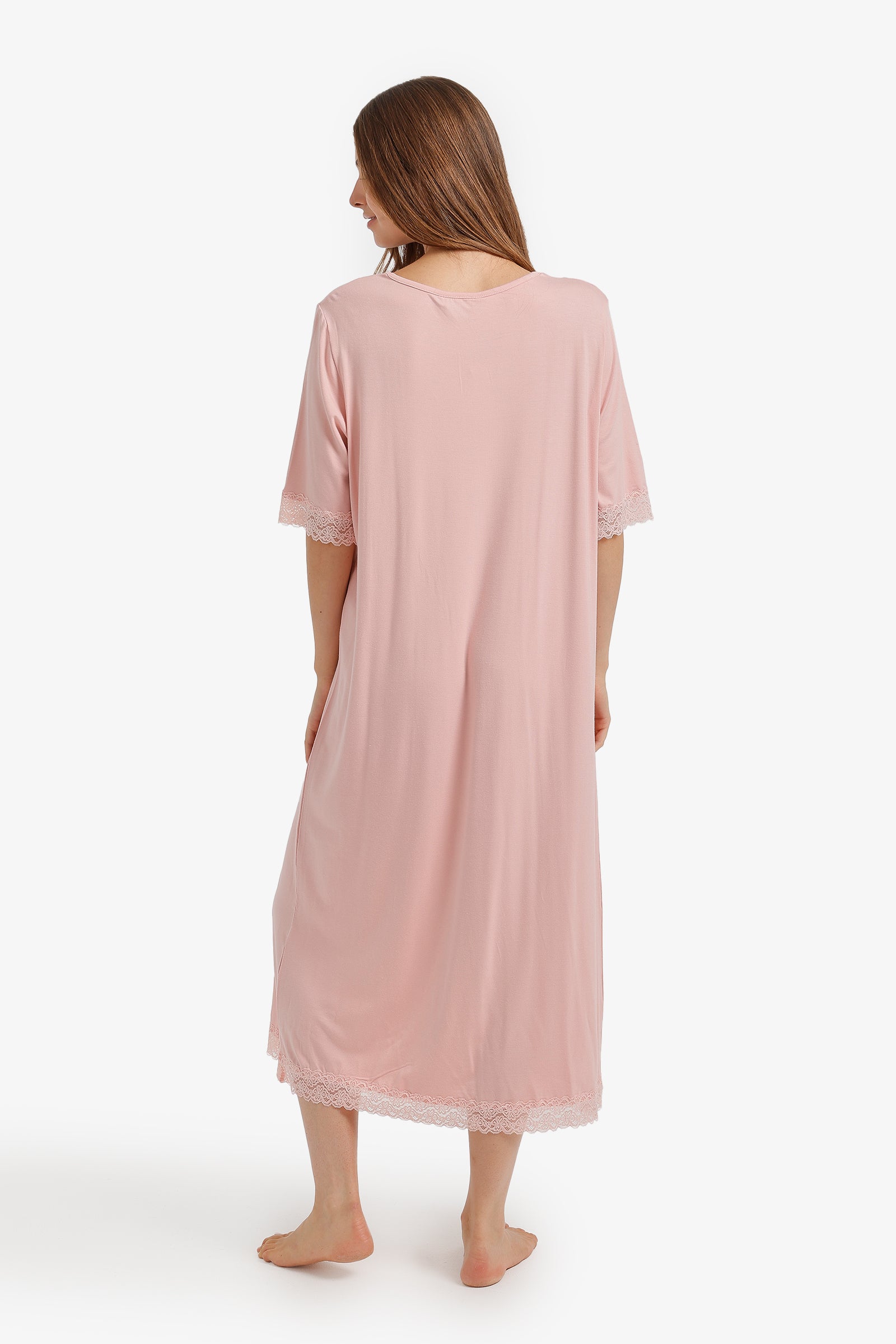 Lace Trim Midi Nightgown