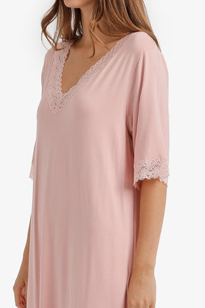 Lace Trim Midi Nightgown
