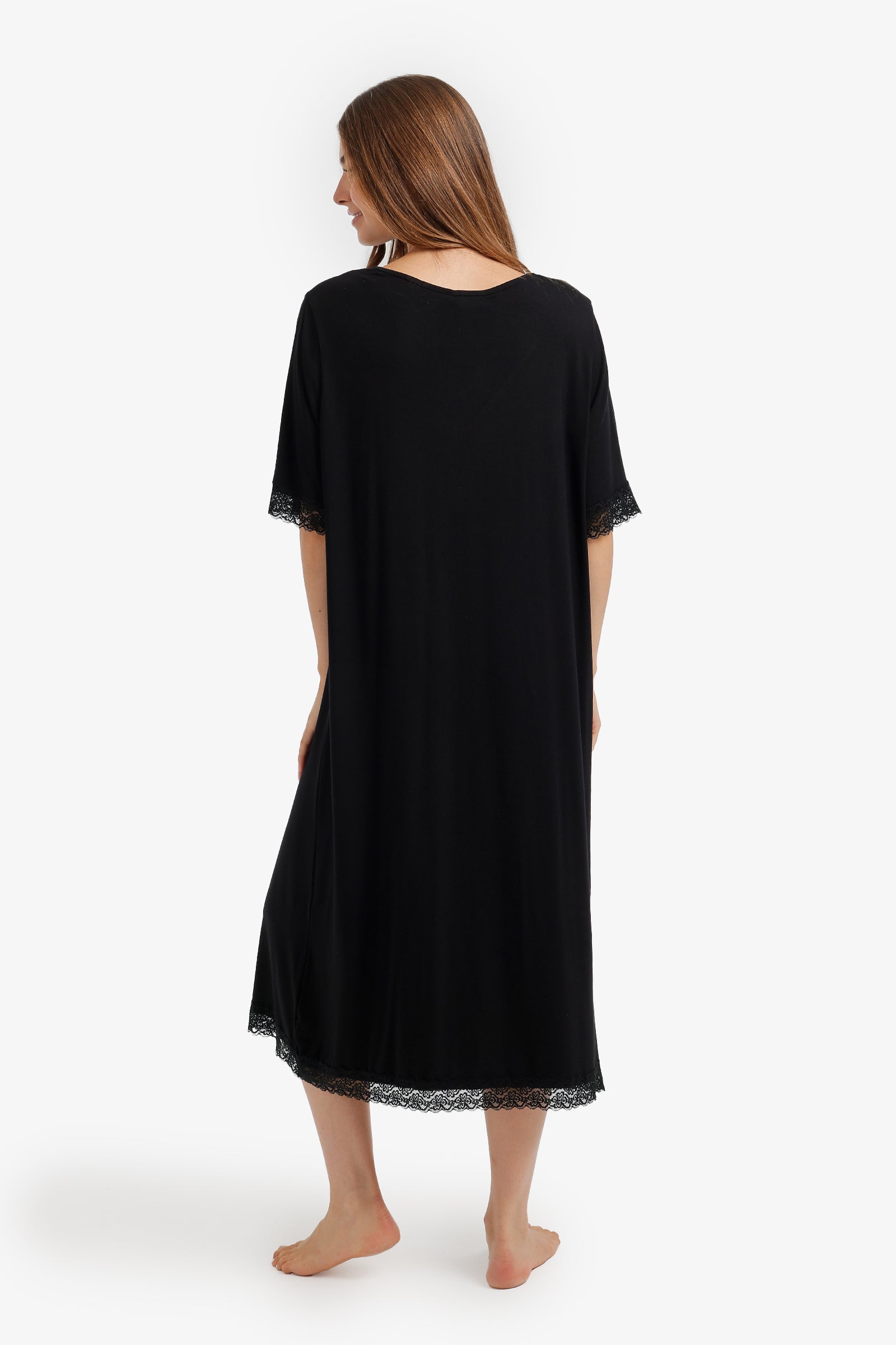 Lace Trim Midi Nightgown
