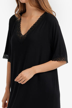 Lace Trim Midi Nightgown