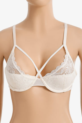 Strappy Floral Lace Bra