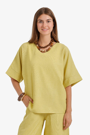 Textured V-Neck Blouse