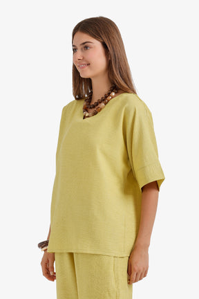 Textured V-Neck Blouse