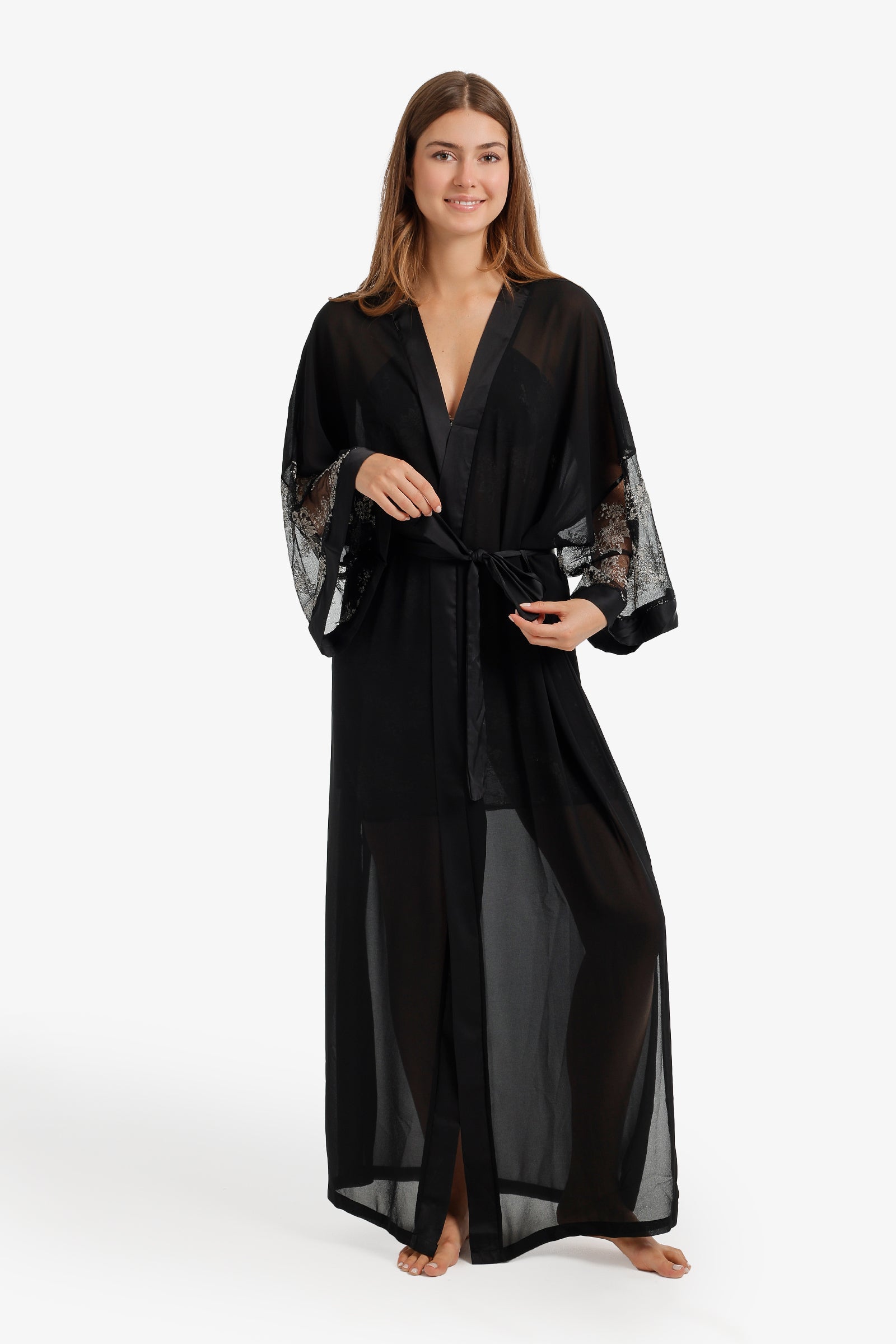Sheer Floral Nightgown Set